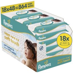 PAMPERS Chusteczki nawilżane Aqua Soft Touch (864 szt.)