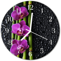 Zegar szklany okrągły Storczyk