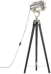 Lumes Czarna lampa stojąca retro drewniana EX191 C6-R26
