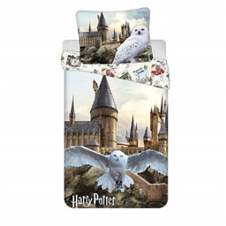 Pościel Bawełniana 140x200 Harry Potter Sowa Hedwiga Hogwart