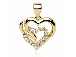 Pozłacany srebrny wisiorek serce cyrkonia cyrkonie srebro 925