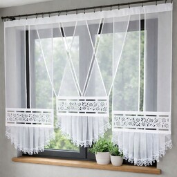 Firany panelowe z ażurem i falbaną, panel V,