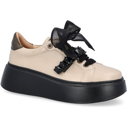 Sneakersy damskie ze skóry - TYMOTEO 2766 BEŻOWE