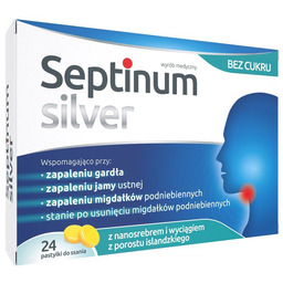 SEPTINUM Silver tabletki na ból gardła bez cukru