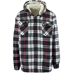 Ciepła polarowa koszula męska w kratę z kapturem