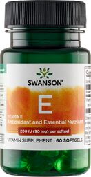 Swanson E, witamina E 200 IU, 60 kapsułek