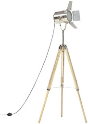 Lumes Drewniana lampa podłogowa vintage na statywie -