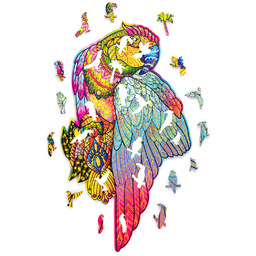 Puzzle drewniane kolorowe Papuga