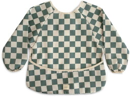 Wodoodporny śliniak z długim rękawkiem Olive Check, Mushie