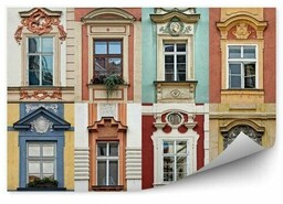Kolaż z kolorowych okien pradze republika czeska Fototapeta
