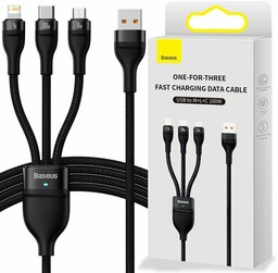Kabel przewód USB 3w1 - USB-C, micro USB,