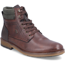 Skórzane wodoodporne trzewiki buty męskie ocieplane brązowe Rieker