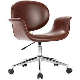 Edinos Brązowe obrotowe krzesło biurowe z ekoskóry N3-M57