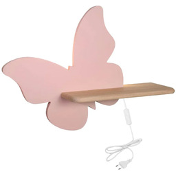 Lumes Różowy dziecięcy kinkiet motylek z przewodem H2-A96