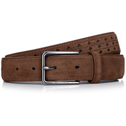 Męski pasek ze skóry zamszowej brązowy