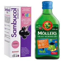 Sambucol Kids, 120ml + Mollers Tran Norweski owocowy