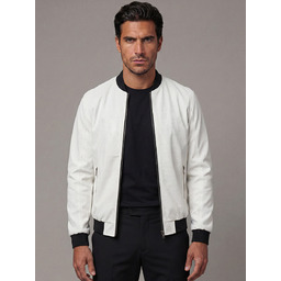 Kurtka męska skórzana bomberka biała Denley Cosma