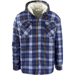 Ciepła polarowa koszula męska w kratę z kapturem