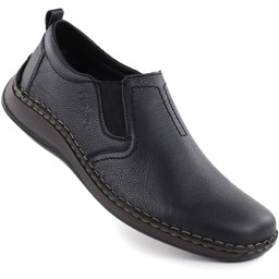 Skórzane półbuty męskie wsuwane czarne Rieker 05264-00