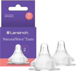 Lansinoh NaturalWave, smoczek do butelki, silikonowy, M średni