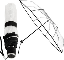 Składana krótka przezroczysta transparentna parasolka, 24 cm
