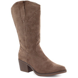 Kozaki damskie ażurowe kowbojki ciemny beż eVento 9450