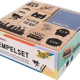 Folia 31103 - Zestaw Drewnianych Stempli Superheroes, 12