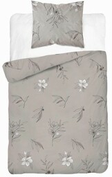 Pościel satynowa 140x200 Home Satin 80 kwiaty beżowa
