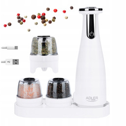 Zestaw 3 młynków do przypraw Usb Adler Ad