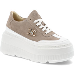 Armodo Beżowe Sneakersy Modne Obuwie Damskie Na Platformie