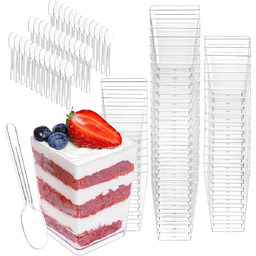 FOREMKI 160ML 50 SZTUK PRZEZROCZYSTE DO DESERÓW PUDDINGU