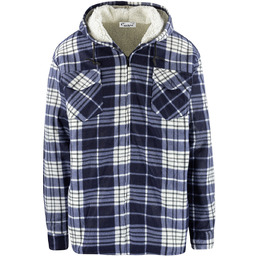 Ciepła polarowa koszula męska w kratę z kapturem