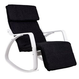 Modernhome Fotel bujany regulowany podnóżek biało czarny