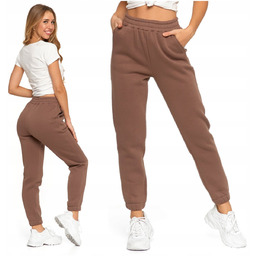 SPODNIE DRESOWE Damskie Ocieplane Gładkie Wysoki Stan Modny