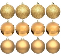 CHRISTMAS DECORATION Bombki 60 mm Złoty (12 sztuk)
