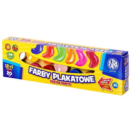 Farby plakatowe ASTRA 12 kolorów 20 ml +
