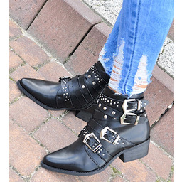 Czarne botki kowbojki z ćwiekami