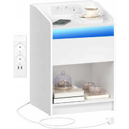 Stolik nocny z Led i szufladą, porty Usb