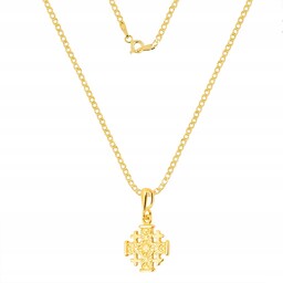 Naszyjnik Srebrny Pozłacany Krzyż Jerozolimski Srebro pr.925 Pancerka