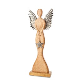 Eurofirany Figurka świąteczna Anioł 19x7x47 brązowa srebrna 134B