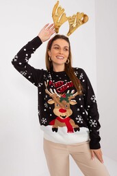 Sweter świąteczny z reniferem czarny