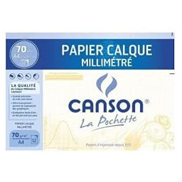 CANSON 200017155 papier milimetrowy, przezroczysty, DIN A4, 70/75