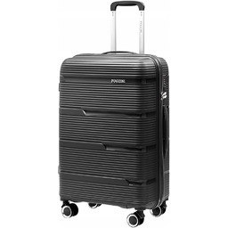 PUCCINI Walizka Podróżna Średnia, Twarda, Czarna, Polipropylen, 66x43x27