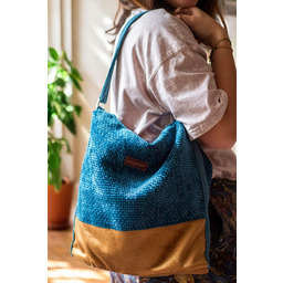 Pakamera Turkusowo-miodowa boho bag z weluru