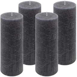 ŚWIECE STOŁOWE ANTRACYTOWE RUSTYKALNE 4 SZT 7,5x20 CM