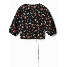 Desigual Bluzka z kopertowym dekoltem w kwiaty