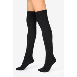 Zakolanówki damskie z dodatkiem wełny o warkoczowym splocie