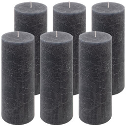 ŚWIECE STOŁOWE ANTRACYTOWE RUSTYKALNE 6 SZT 7,5x20 CM