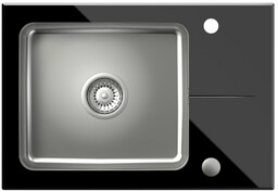 QUADRON Zlewozmywak 64x44 HUGH 116 stal, czarne szkło