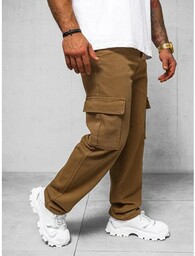 Spodnie jeansowe męskie wide leg brązowe OZONEE DO/4001